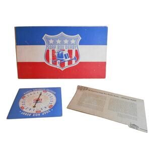 RARE Vintage All American Soap Box Derby Game Board & Spinner LOT Playtime